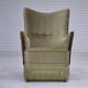 Années 1960, design scandinave, fauteuil en état d'origine, meuble velours, pieds en hêtre.