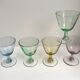 Set of 5 glasses with colored glass shot shot 70s