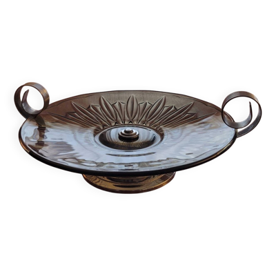 Coupe Art Déco en verre fumé et métal chromé – années 1930