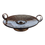 Art Deco smoked glass and chrome-plated metal bowl – 1930s