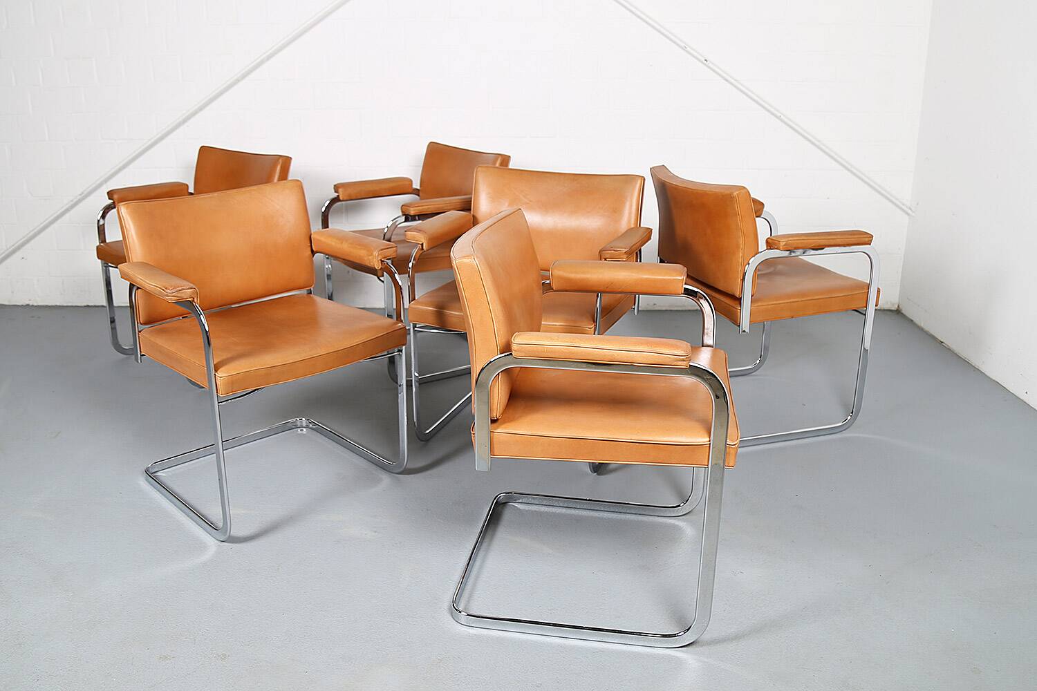 Set of 6 De Sede RH 305 Dining Chairs by Robert Haussmann in Cognac Leather