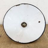 Industrial British Dark Blue Enamel Factory Pendant Lamp, 1950s