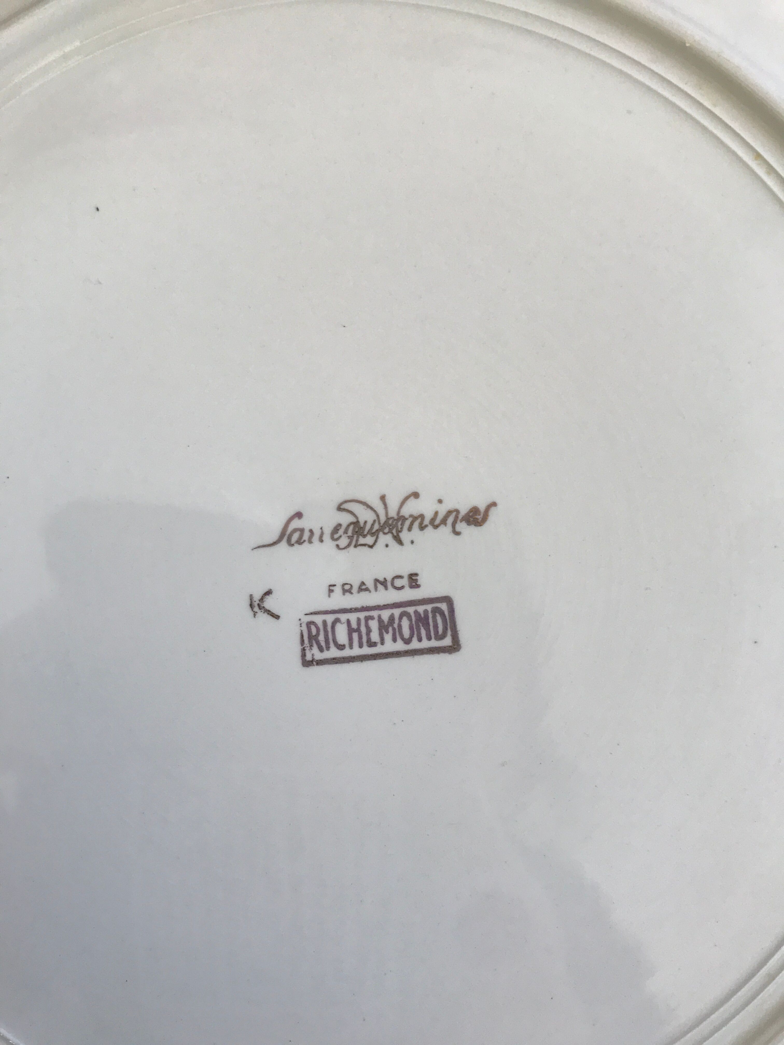 Set de 6 assiettes plates Sarreguemines décor Richemond