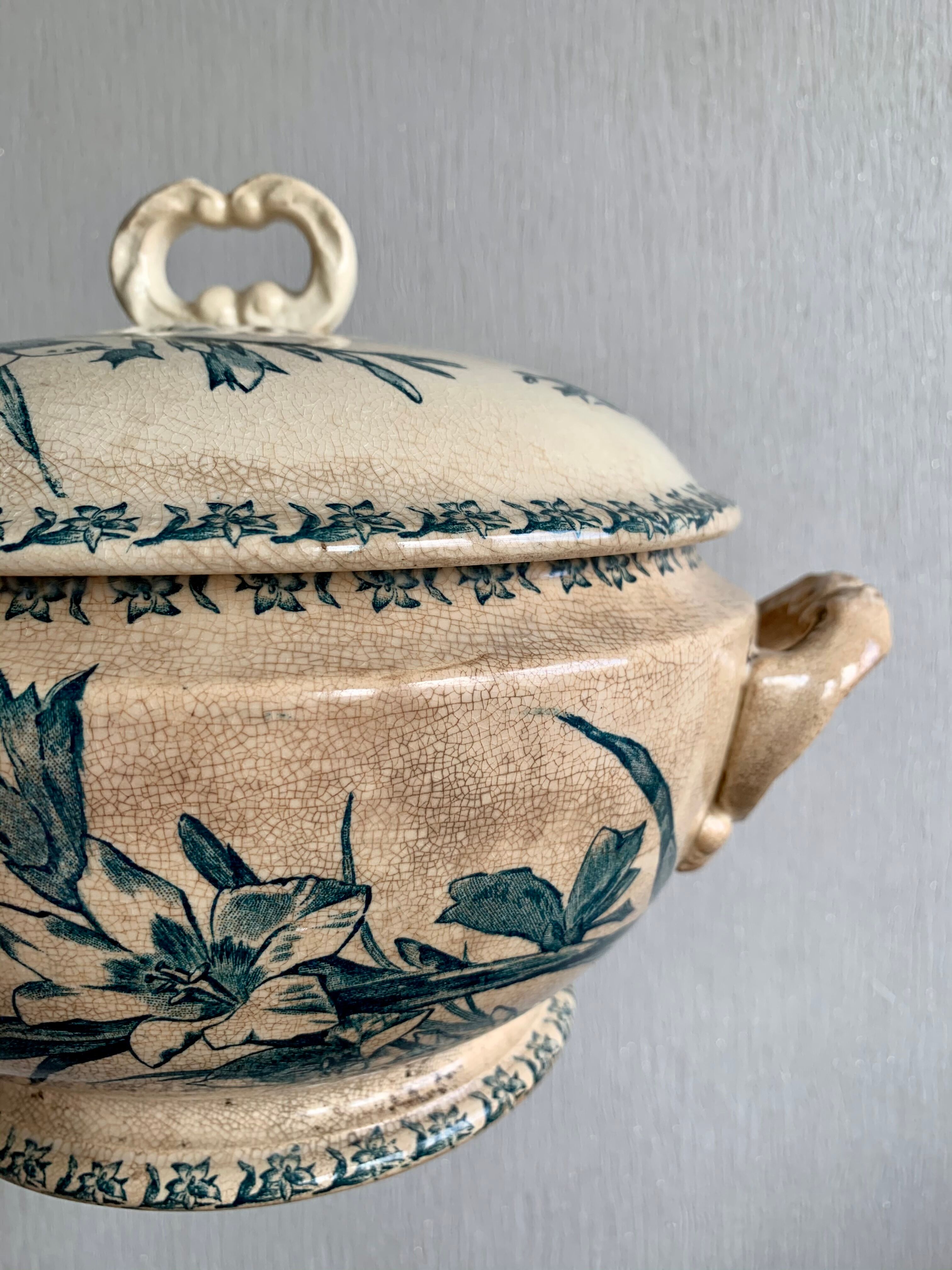 Vintage soup bowl in opaque porcelain from Gien - Glaieul model