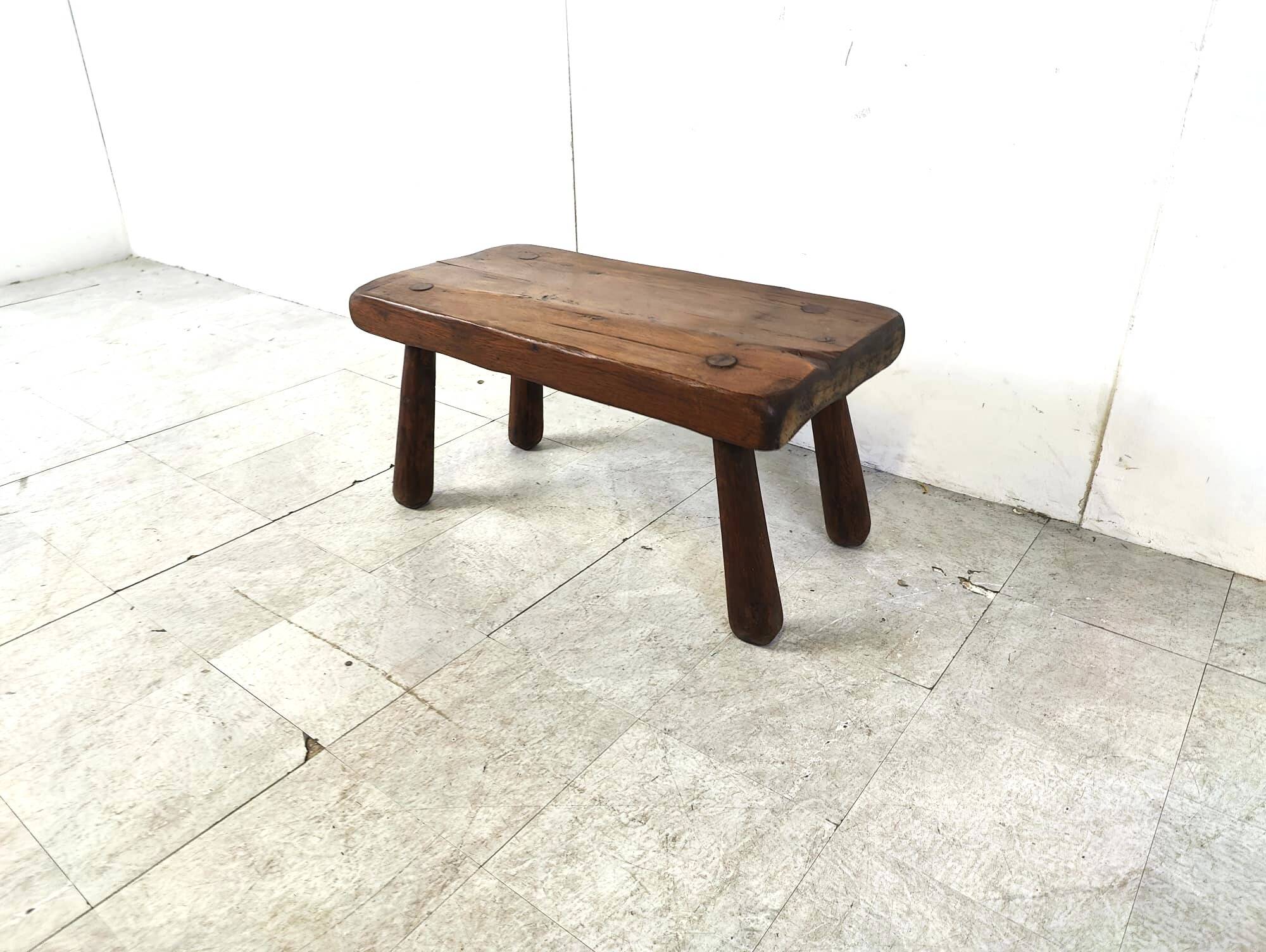 Solid wooden brutalist coffee table, 1960s
