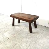 Table basse brutaliste en bois massif, années 1960