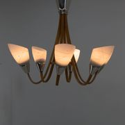 Mid-Century Wood & Glass Chandelier by Dřevo Humpolec, 1960s