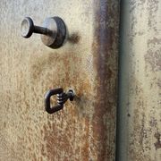 Workshop furniture in industrial style, patinated iron from the 1950s.