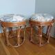 Pair of wicker rattan stool poufs