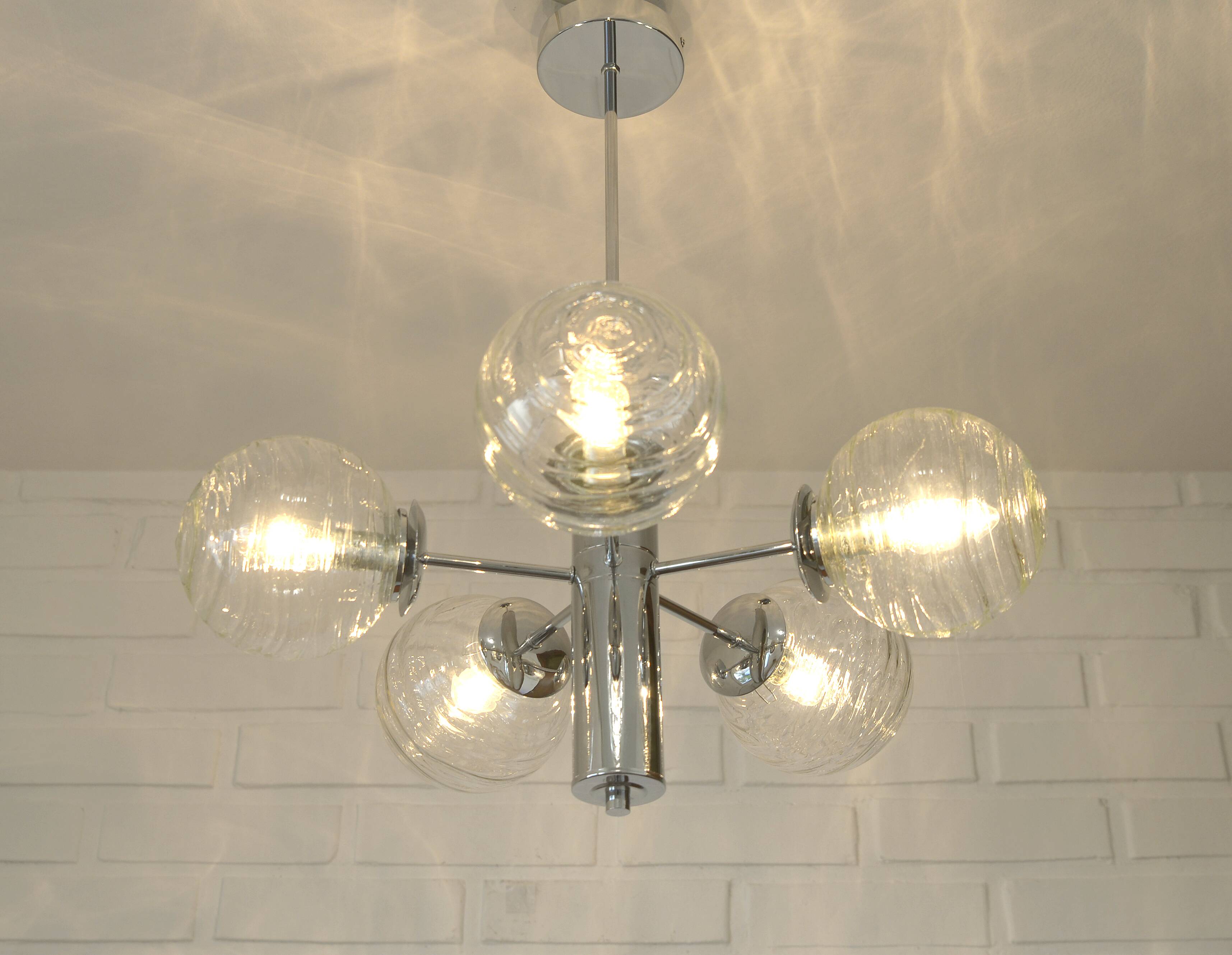 Vintage Pendant Light / Mid Century Modern Sputnik / Chrome Hanging Lamp