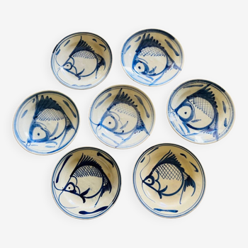 Earthenware plates with carp pattern