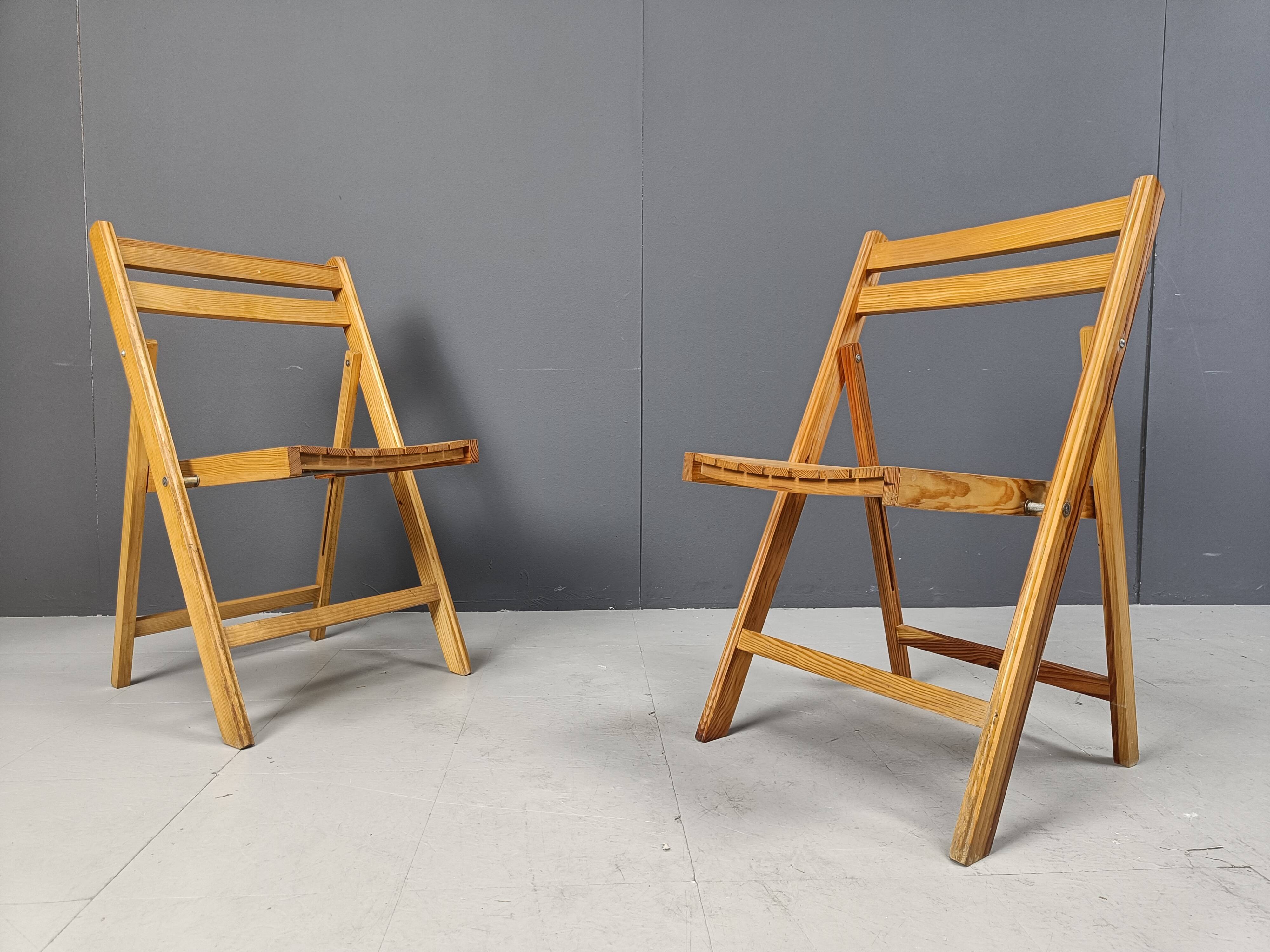 Mid century wooden folding chairs, 1950s - set of 6