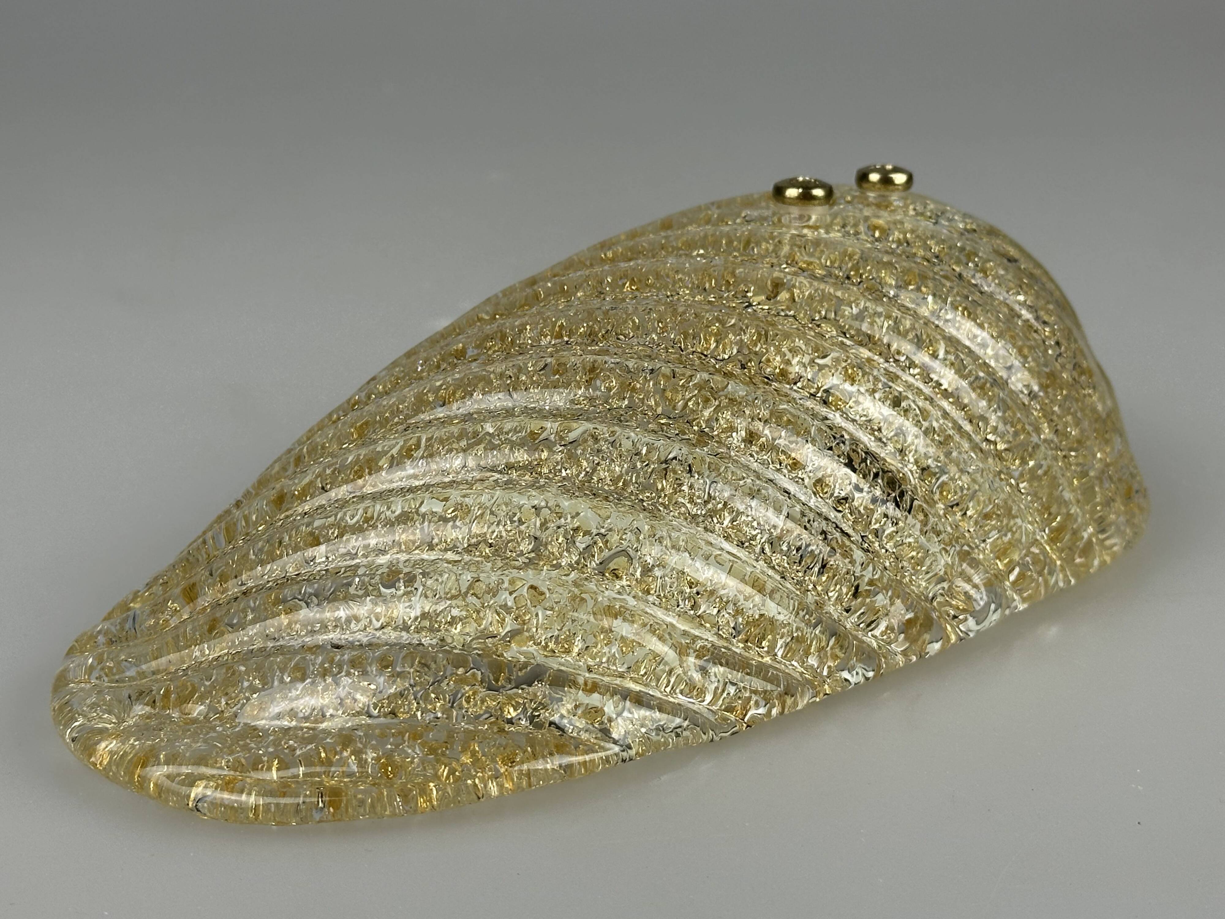 1960s/70s Lamp/Wall Light, Glass, Brass, Leaf, Space Age Design