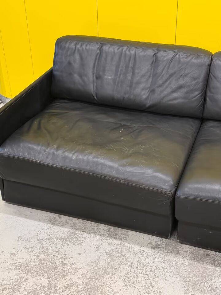 De Sede DS-76 Modular 2-Seater Sofa / Sofa Bed – Black Leather (1970s)