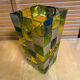 Vase ancien style Murano en verre polychrome motif damier peint à la main