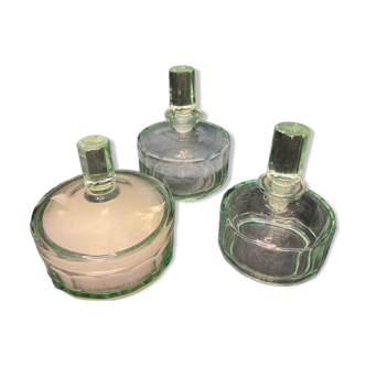 Art déco ensemble de toilette poudrier en verre début XXème