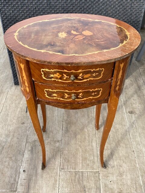 Rognon-style bedside table in marquetry
