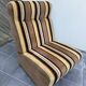 Vintage 1970s lounge chair – striped orange, brown, and cream velvet