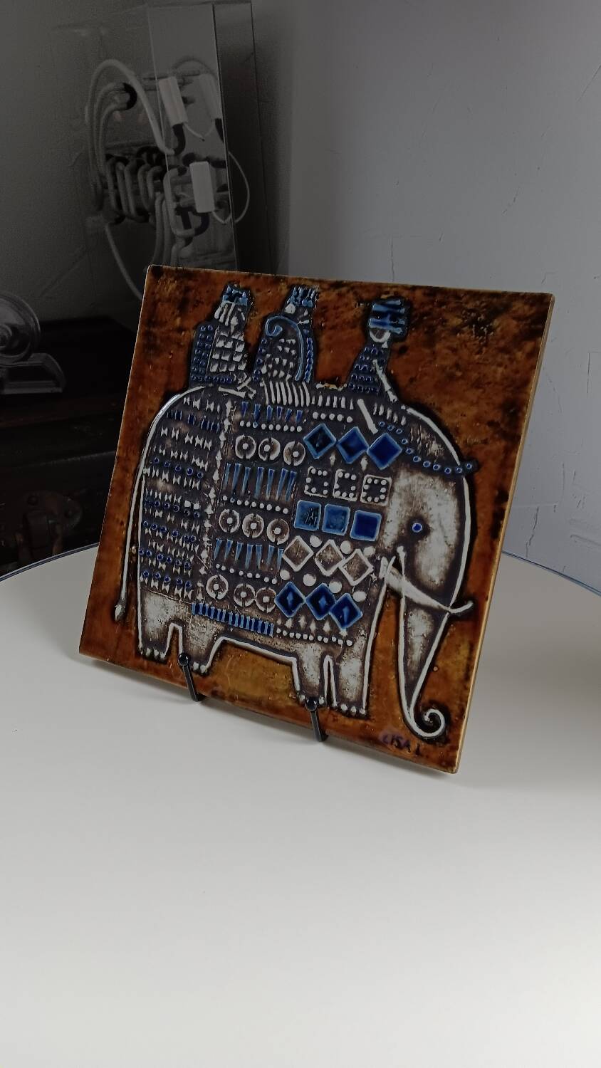 Ceramic plaque series Unik, Elephant by Lisa Larson - Gustavsberg