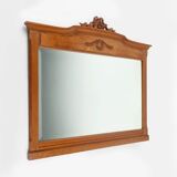 Miroir Art Déco en chêne à décors sculptés et miroir à facettes, années 1930