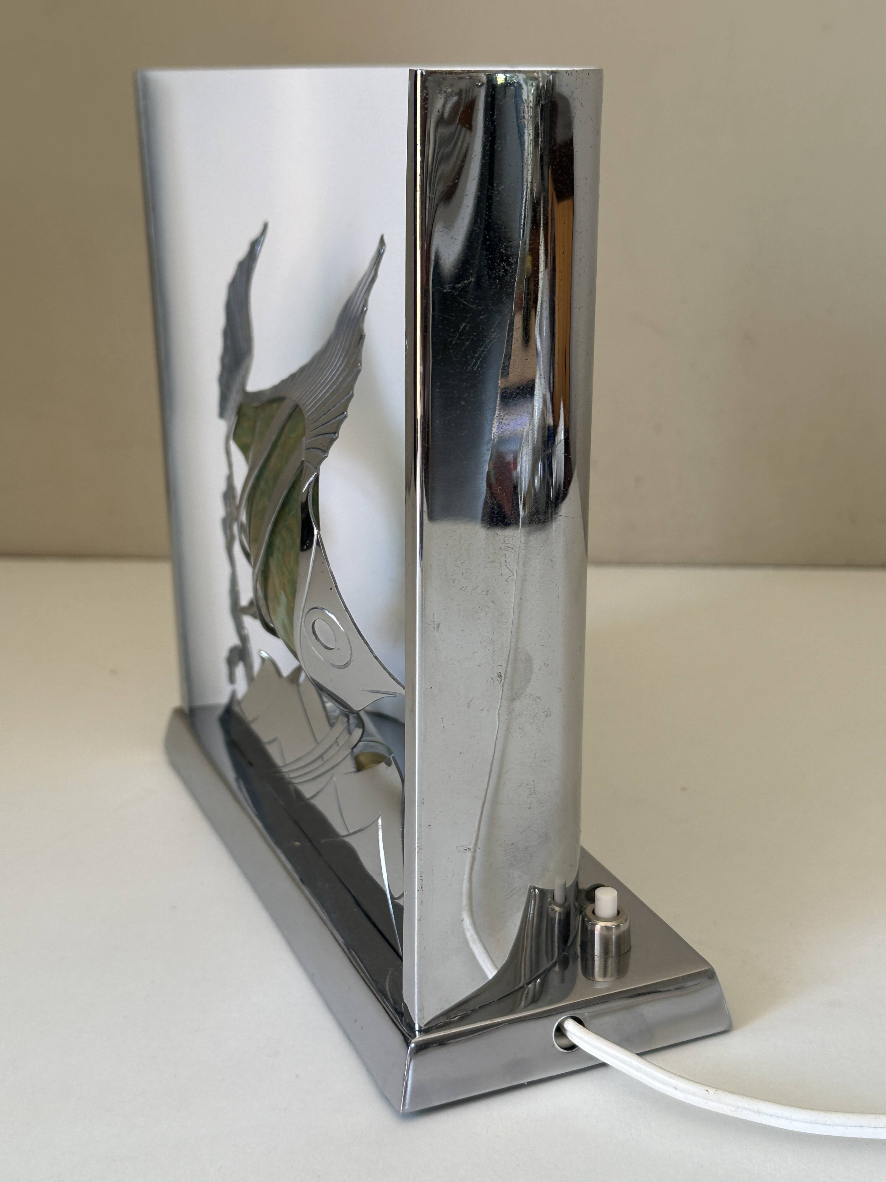 Fish lamp signed vintage design 50s