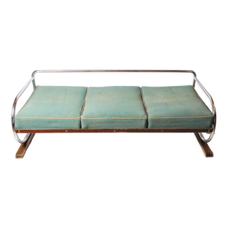 Bauhaus Chrome Sofa by Robert Slezak, 1930's Czecoslovakia