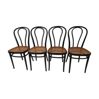 Suite of 4 Bistro chairs canned by ZPM for Thonet vintage 1950