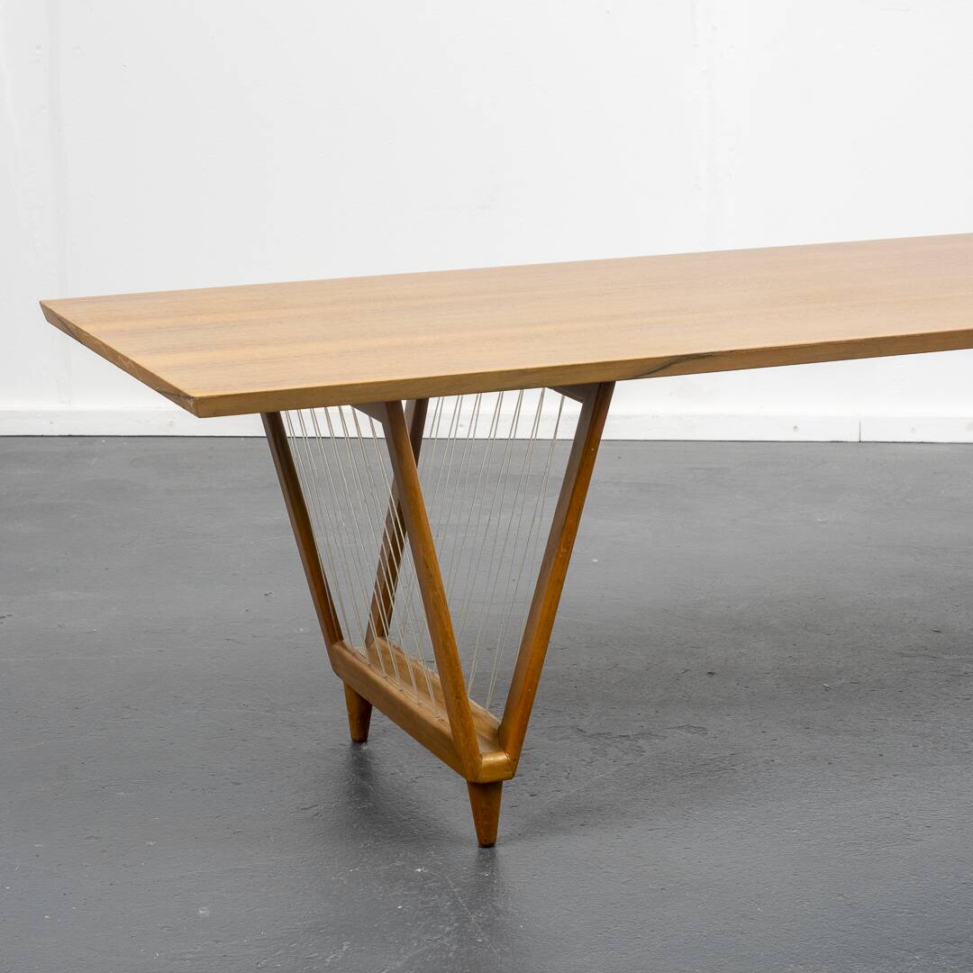 1950s coffee table, walnut, V-shaped legs, restored
