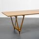 1950s coffee table, walnut, V-shaped legs, restored
