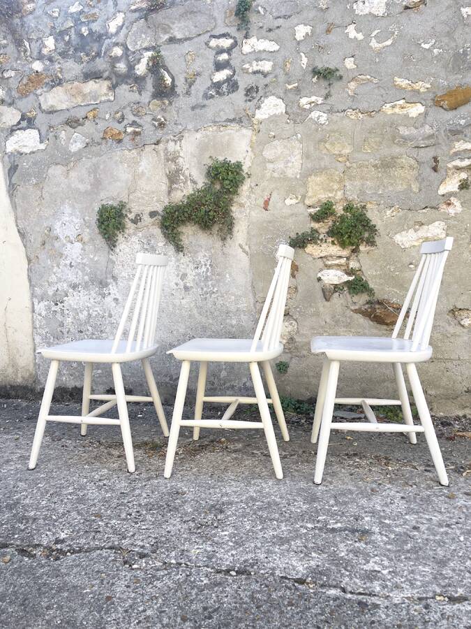 3 IKEA slatted chairs, 1960