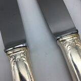 12 silver metal knives.