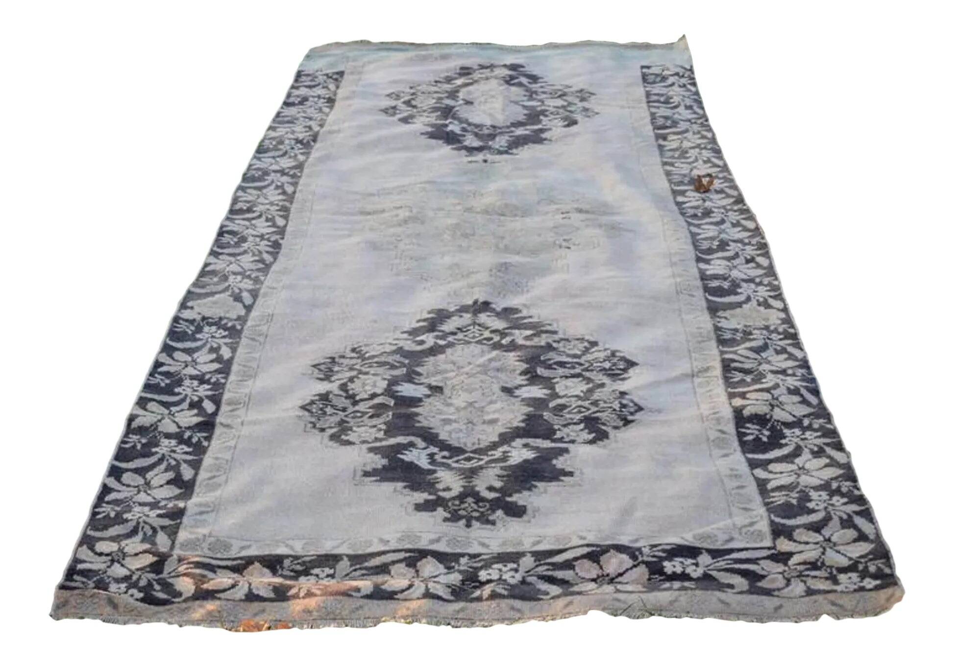 Vintage Turkish hallway rug 142x405 cm