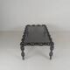 Vintage brutalist black iron chain link coffee table with original smoked glass, 70s
