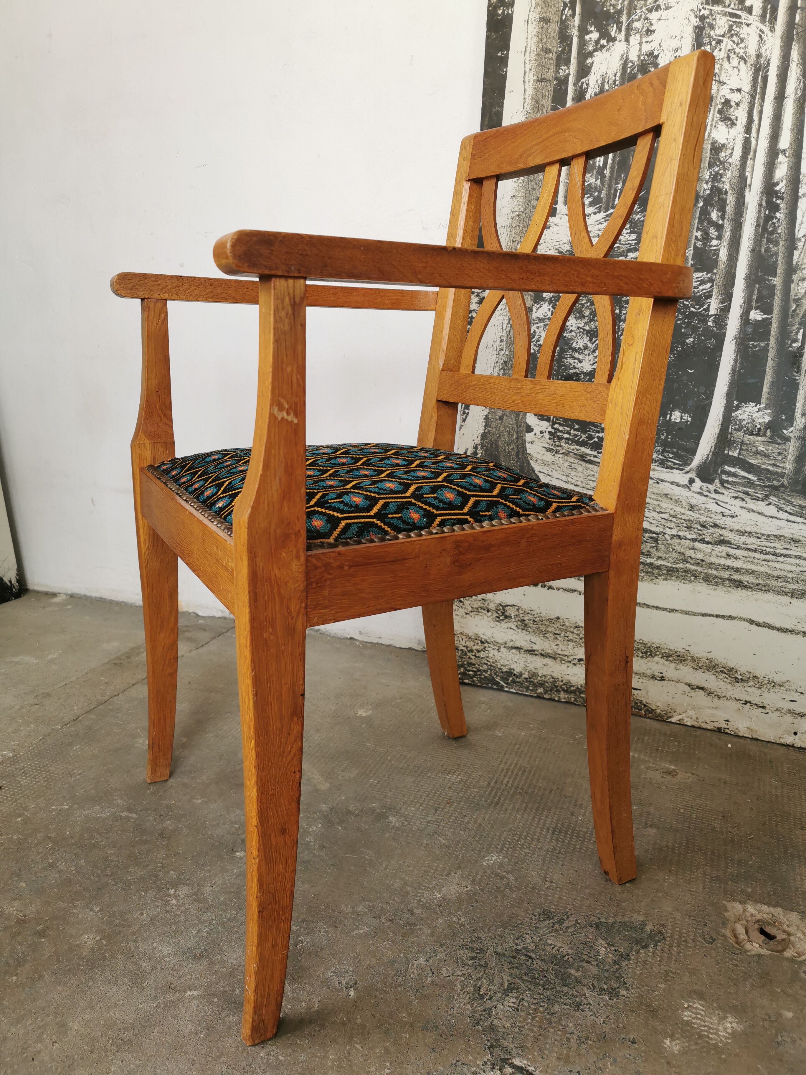 Art deco oak armchair 1940/1950