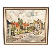 Original Swedish Oil on Canvas – “Urban Life II” by Sooman – Signed – Vintage & Framed – 65 × 53 cm (25.5" x 20.8")