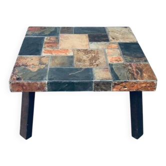 Brutalist Style Coffee Table in Slate Stone, 1970s