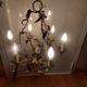 Chandelier cage décor birds and flowers in Meissen porcelain