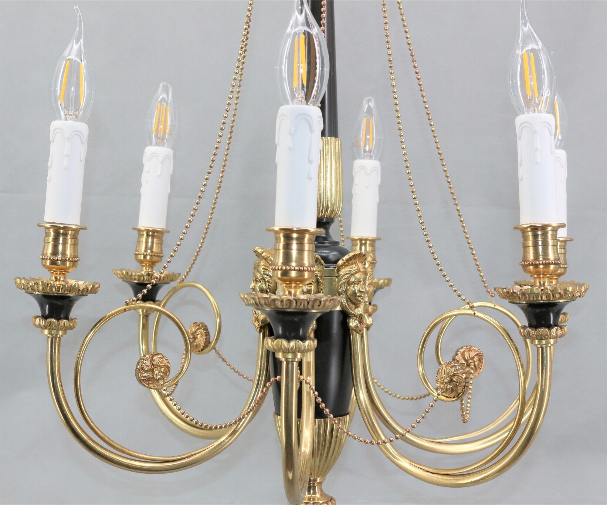 Chandelier style Directoire gilded and patinated in bronze " Lucien Gau "