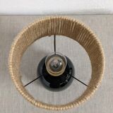 Vintage lamp in enamelled stoneware and jute rope