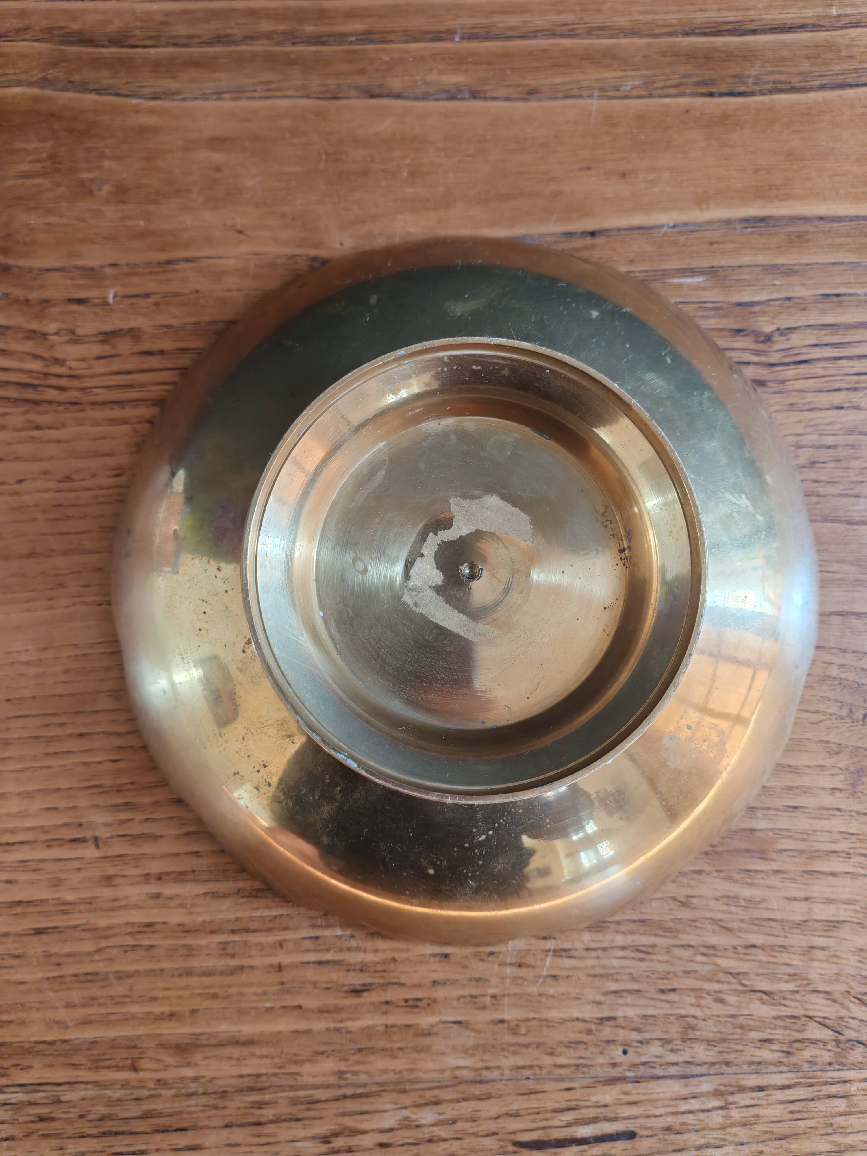 Vintage Enamelled Brass Fruit Bowl – Floral Centrepiece with Edge Fe