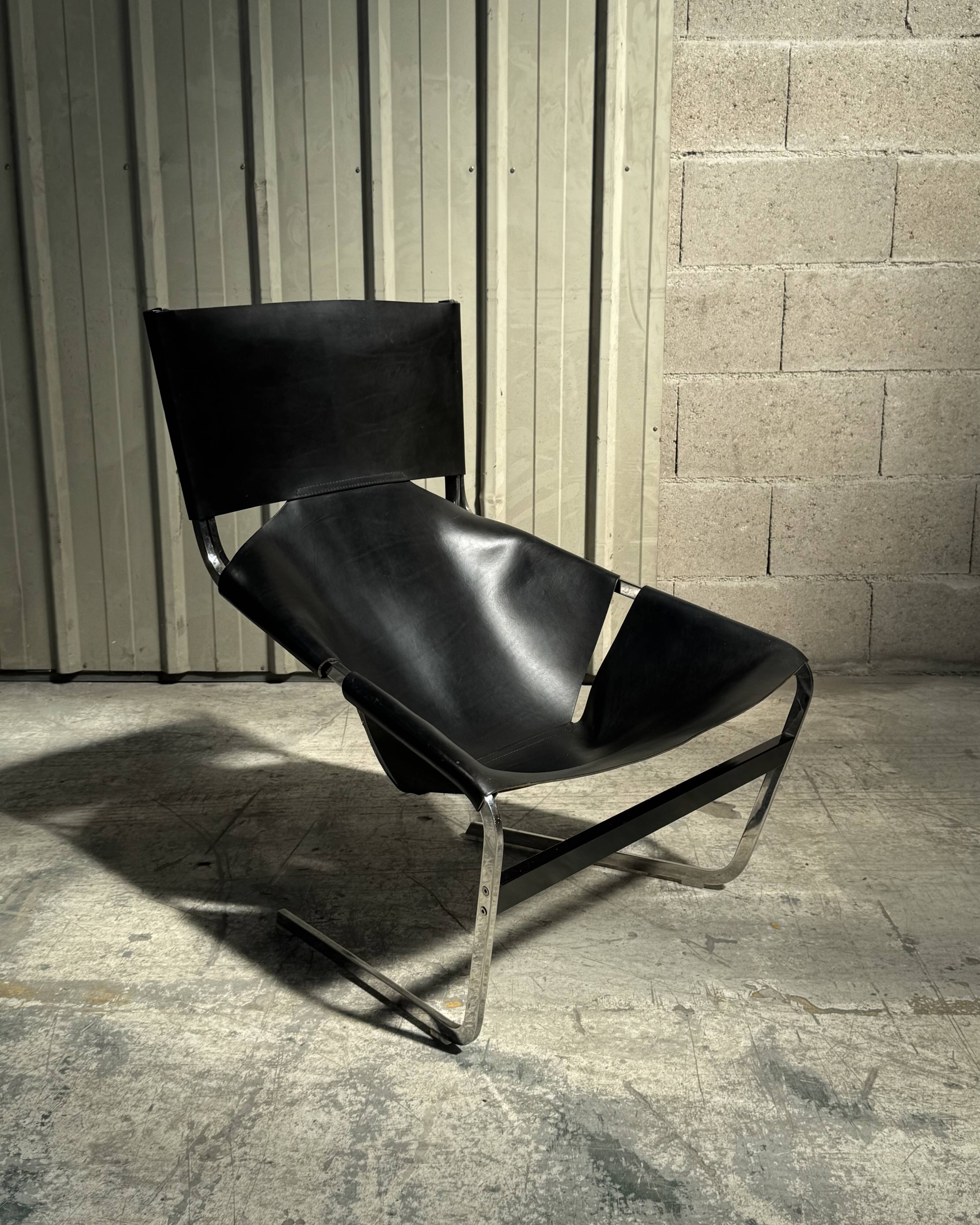 F444 armchair in black leather by Pierre Paulin for Artifort 00's
