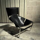 F444 armchair in black leather by Pierre Paulin for Artifort 00's