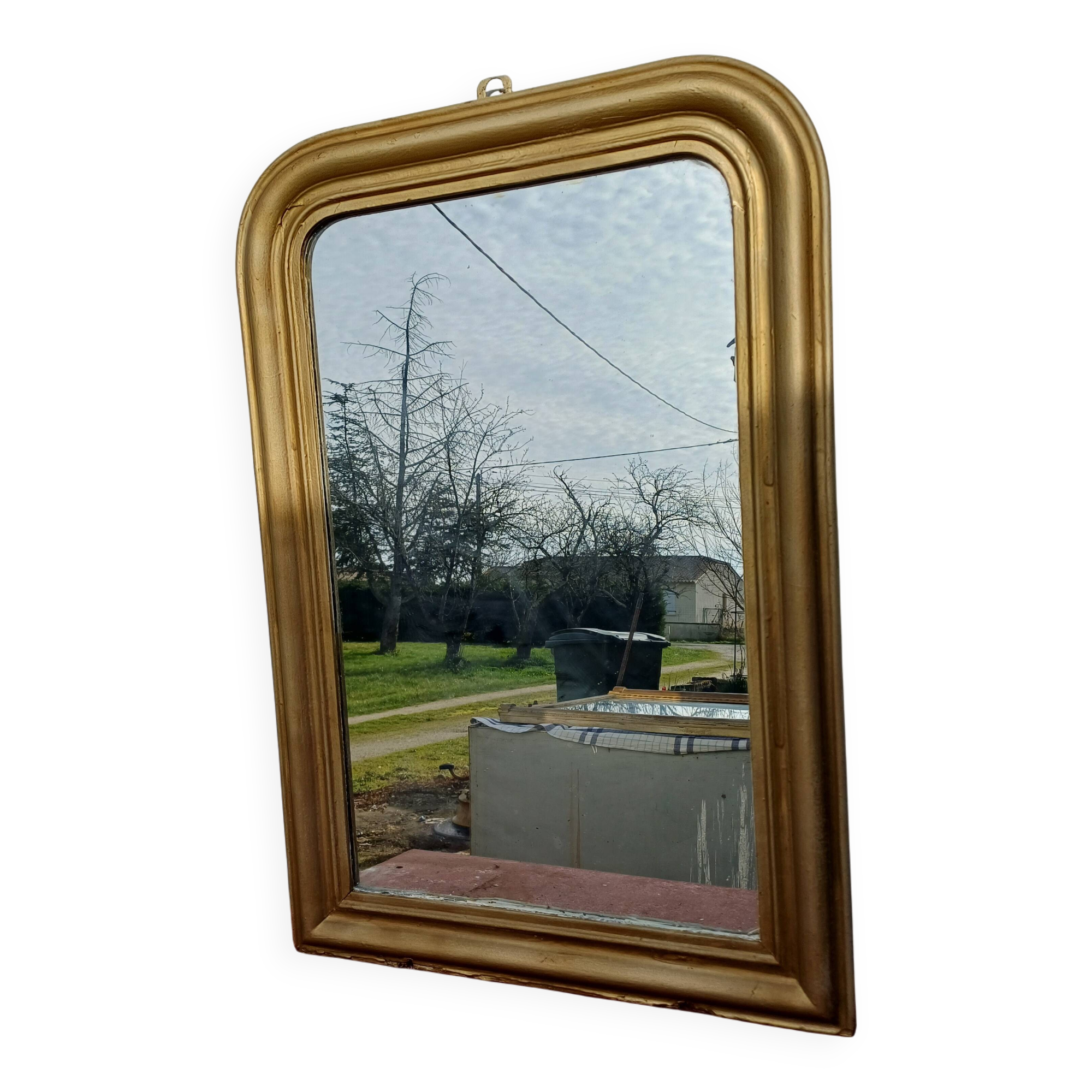 Napoleon III Mirror 19th Century Wood and Gilded Stucco