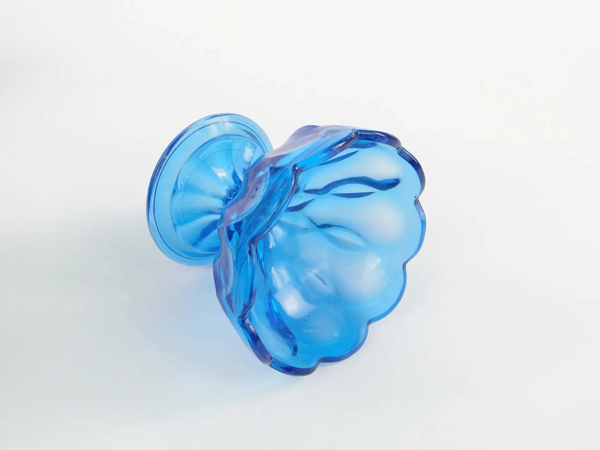 Ring Around fruit bowl, mid-century modern, pressed glass, Ząbkowice, Poland, 1950s