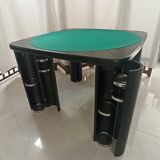 Square table mutlifunction Italian design, signed reversible board for the game, bar legs
