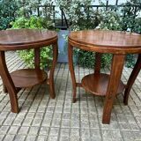 Duo of side tables or vintage pedestal tables from the 50s