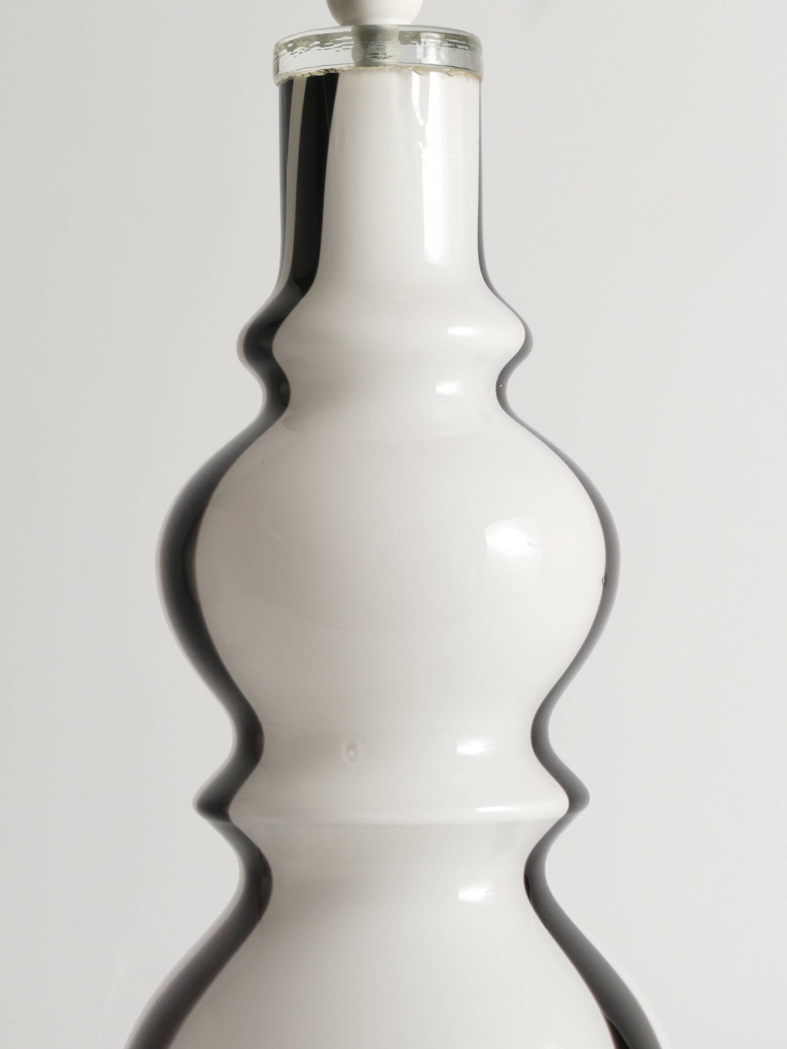Sculptural Art Glass Murano Style Table Lamps, Black & White, 1960s, Set of 2