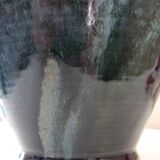Vase vintage en céramique émaillée, tournée à la main, signature à identifier