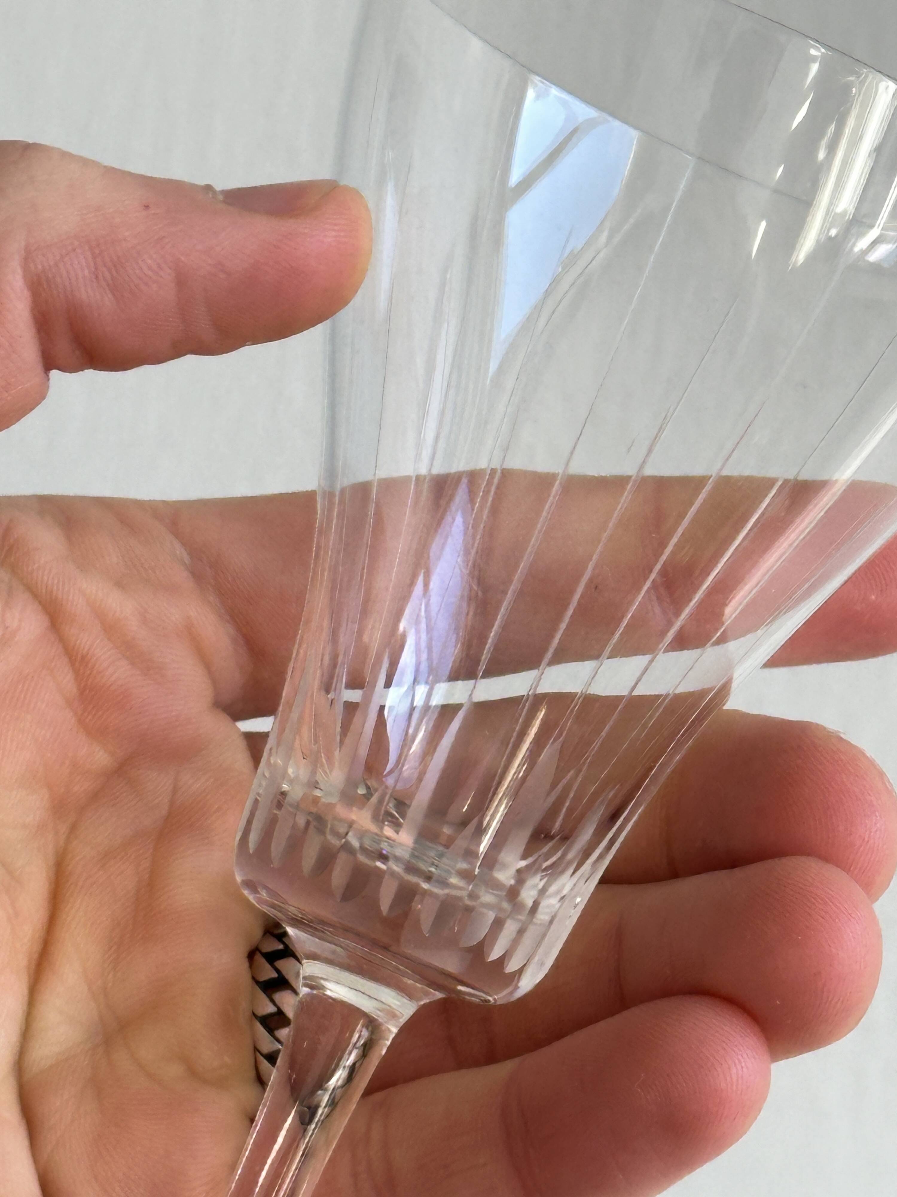 Two chiseled crystal liqueur glasses