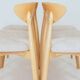 Ensemble de 6 chaises de salle à manger modernes, tissu écru et bois de hêtre naturel